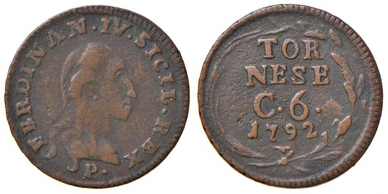 Napoli – Ferdinando IV di Borbone – Primo periodo (1759-1816) - Tornese da 6 Cav...