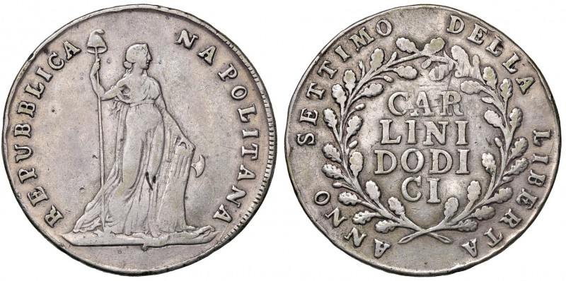 Napoli – Repubblica Napoletana (1799-1799) - 12 Carlini 1799 - MIR 413 C Con car...
