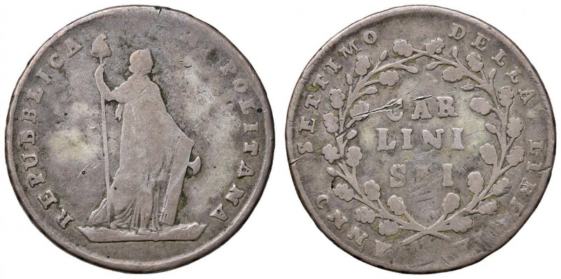 Napoli – Repubblica Napoletana (1799-1799) - 6 Carlini 1799 - MIR 414 RR Con car...