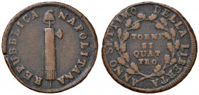 Napoli – Repubblica Napoletana (1799-1799) - 4 Tornesi 1799 - MIR 416 C Con cartellino d'epoca del collezionista.
BB+