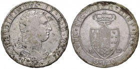 Napoli – Ferdinando IV di Borbone – Secondo periodo (1759-1816) - 120 Grana 1805 - MIR 423 C Capelli ricci. Ossidazioni. Con cartellino d'epoca del co...