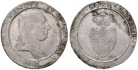 Napoli – Ferdinando IV di Borbone – Secondo periodo (1759-1816) - 120 Grana 1805 - MIR 424 NC Capelli lisci. Con cartellino d'epoca del collezionista....