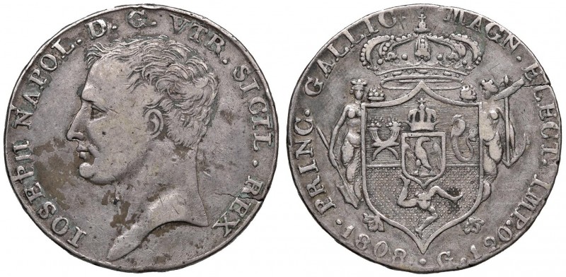 Napoli – Giuseppe Napoleone (1806-1808) - 120 Grana 1808 - MIR 433/3 R Con carte...