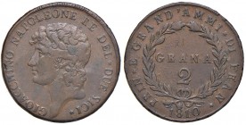 Napoli – Gioacchino Murat (1808-1815) - 2 Grana 1810 - MIR 437 C Variante con DEL DUE SICI al dritto.Con cartellino d'epoca del collezionista.
BB+
