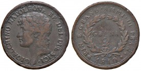 Napoli – Gioacchino Murat (1808-1815) - 2 Grana 1810 - MIR 437 C Variante con DEL DUE SICI al dritto. Due stellette dopo la data e pallini circolarmen...