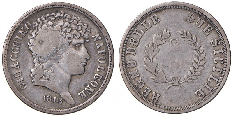 Napoli – Gioacchino Murat (1808-1815) - 2 Lire 1813 - MIR 442/1 C Con cartellino...