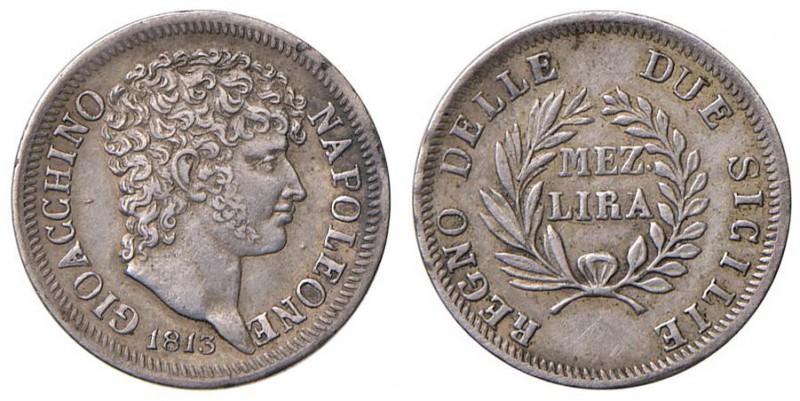 Napoli – Gioacchino Murat (1808-1815) - Mezza Lira 1813 - MIR 444 R Con cartelli...