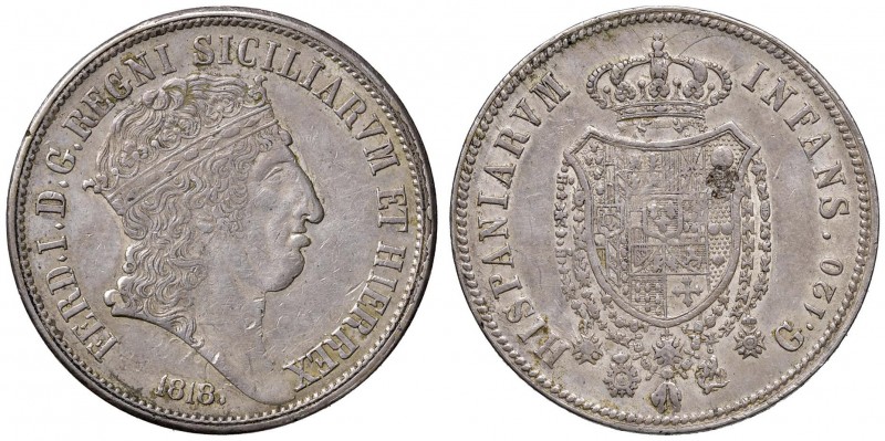 Napoli – Ferdinando I di Borbone (1816-1825) - 120 Grana 1818 - MIR 461 R Varian...