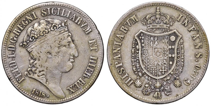 Napoli – Ferdinando I di Borbone (1816-1825) - 120 Grana 1818 - MIR 461 R Varian...