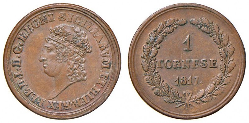 Napoli – Ferdinando I di Borbone (1816-1825) - Tornese 1817 - MIR 471 R Con cart...