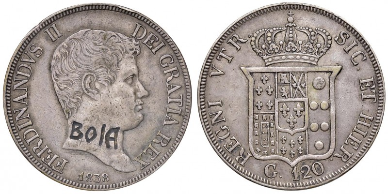 Napoli – Ferdinando II (1830-1859) - 120 Grana 1838 - MIR 500/3 RR Contromarca B...