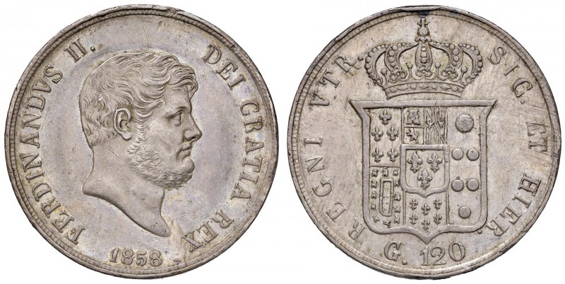 Napoli – Ferdinando II (1830-1859) - 120 Grana 1858 - MIR 503/7 C Colpetto. Con ...