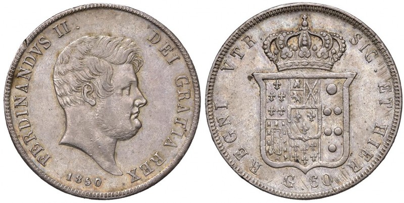 Napoli – Ferdinando II (1830-1859) - 60 Grana 1850 - MIR 507/3 RRR Segnetto al b...