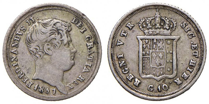 Napoli – Ferdinando II (1830-1859) - 10 Grana 1837 - MIR 512/2 RR Data più grand...