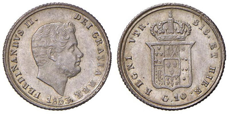Napoli – Ferdinando II (1830-1859) - 10 Grana 1853 - MIR 514/4 R Con cartellino ...