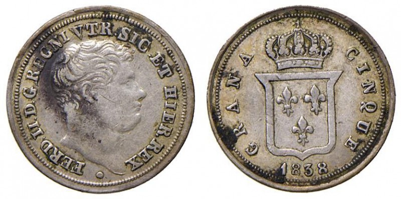 Napoli – Ferdinando II (1830-1859) - 5 Grana 1838 - MIR 516/1 C
qSPL