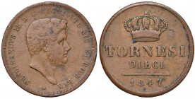 Napoli – Ferdinando II (1830-1859) - 10 Tornesi 1847 - MIR 519/4 R Colpetti al bordo. Con cartellino d'epoca del collezionista.
BB