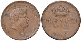 Napoli – Ferdinando II (1830-1859) - 10 Tornesi 1847 - MIR 520/2 RRRR Colpetti al bordo. Variante con sigla A.C. dell'incisore Andrea Cariello nel tag...