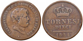 Napoli – Ferdinando II (1830-1859) - 10 Tornesi 1854 - MIR 521/3 RR Colpetti al bordo. Con cartellino d'epoca del collezionista.
qBB