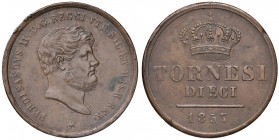 Napoli – Ferdinando II (1830-1859) - 10 Tornesi 1857 - MIR 521/6 C Minime ossidazioni. Con cartellino d'epoca del collezionista.
SPL