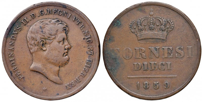 Napoli – Ferdinando II (1830-1859) - 10 Tornesi 1859 - MIR 521/8 NC Variante ste...
