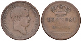 Napoli – Ferdinando II (1830-1859) - 5 Tornesi 1839 - MIR 522/7 NC Stella a sei punte. Colpetti al bordo. Con cartellino d'epoca del collezionista.
q...