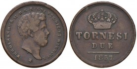 Napoli – Ferdinando II (1830-1859) - 2 Tornesi 1857 - MIR 528/13 C Con cartellino d'epoca del collezionista.
BB