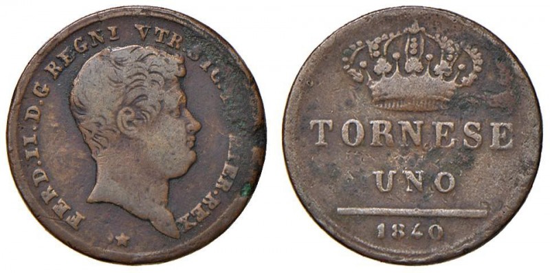 Napoli – Ferdinando II (1830-1859) - Tornese 1840 - MIR 532/8 C Con cartellino d...