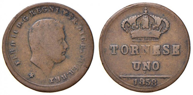 Napoli – Ferdinando II (1830-1859) - Tornese 1858 - MIR 533/9 C Variante cerchio...