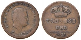 Napoli – Ferdinando II (1830-1859) - Tornese 1858 - MIR 533/9 C Variante cerchio liscio. Con cartellino d'epoca del collezionista.
qBB