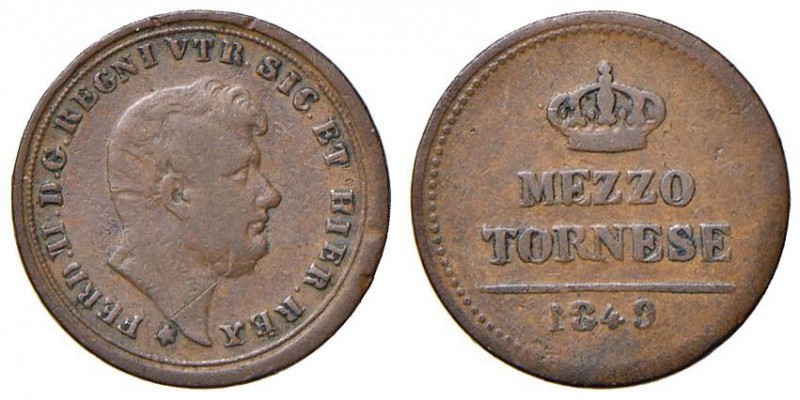 Napoli – Ferdinando II (1830-1859) - Mezzo Tornese 1849 - MIR 536/2 RR Variante ...