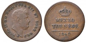 Napoli – Ferdinando II (1830-1859) - Mezzo Tornese 1849 - MIR 536/2 RR Variante 1 della data retrogrado.
BB