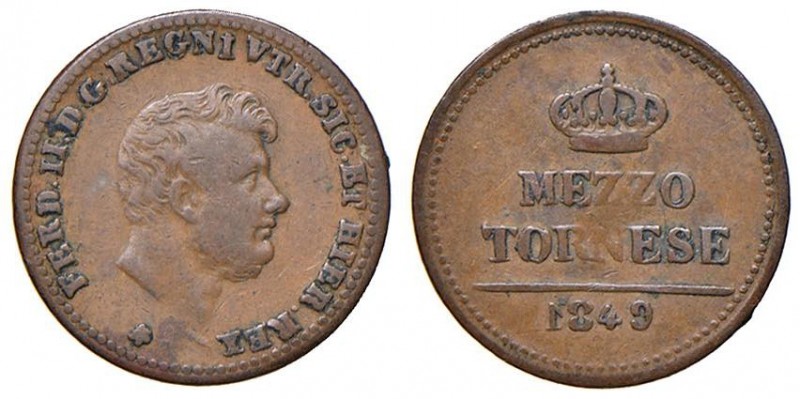 Napoli – Ferdinando II (1830-1859) - Mezzo Tornese 1849 - MIR 536/2 RR Variante ...