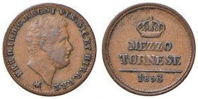 Napoli – Ferdinando II (1830-1859) - Mezzo Tornese 1853 - MIR 536/6 RR Testa grande.
BB-SPL
