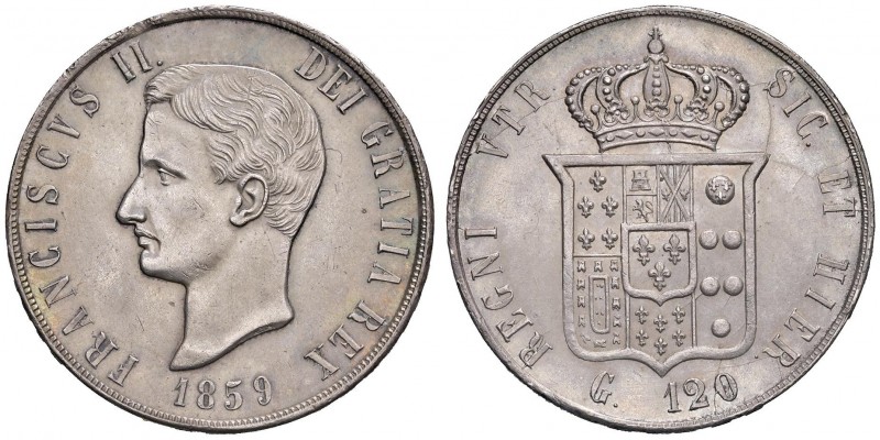 Napoli – Francesco II (1859-1860) - 120 Grana 1859 - MIR 537 C Con cartellino d'...