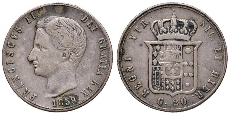 Napoli – Francesco II (1859-1860) - 20 Grana 1859 - MIR 539 NC Con cartellino d'...