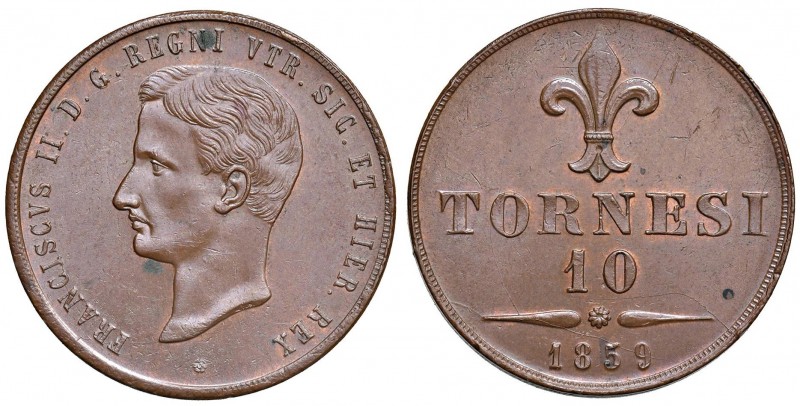 Napoli – Francesco II (1859-1860) - 10 Tornesi 1859 - MIR 540 C Due macchioline ...