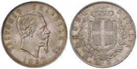 Napoli -Vittorio Emanuele II (1861-1878) - 5 Lire 1862 - Gig. 33 R Insignificanti colpetti. Con cartellino d'epoca del collezionista.
qSPL