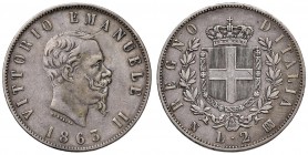 Napoli -Vittorio Emanuele II (1861-1878) - 2 Lire 1863 - Gig. 56 C Stemma. Con cartellino d'epoca del collezionista.
BB