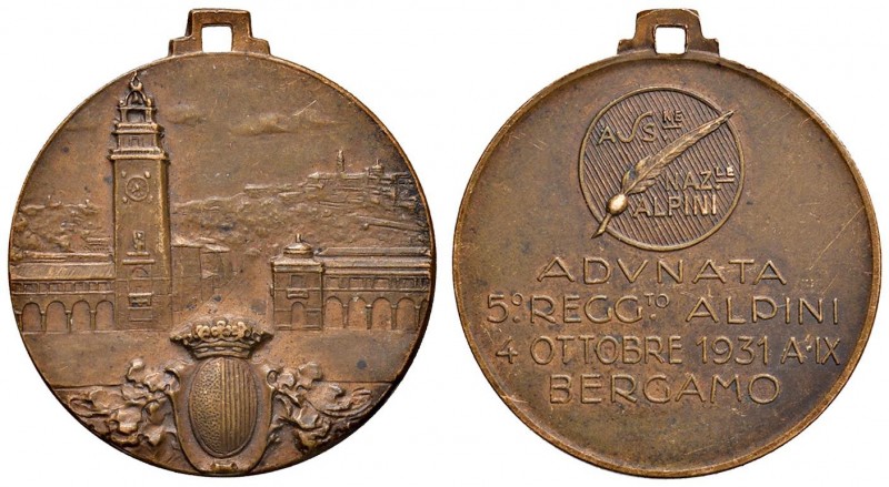 Bergamo – Alpini – Adunata - Medaglia 1931 - C In bronzo. 2,85 cm. 7,67 grammi....