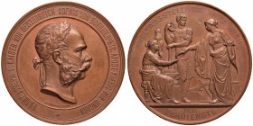 Austria – Francesco Giuseppe - Medaglia 1873 - R In bronzo. 7,10 cm. 153,00 grammi.
SPL-FDC