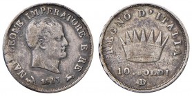 Bologna – Napoleone I Re d'Italia (1805-1814) - 10 Soldi 1813 - Gig. 183 RRR
BB