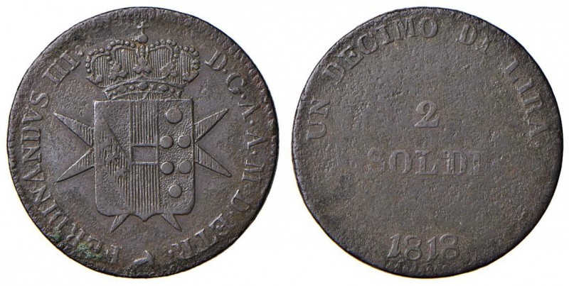 Firenze – Ferdinando III di Lorena (1791-1824) - 2 Soldi 1818 - Gig. 54 R
qBB