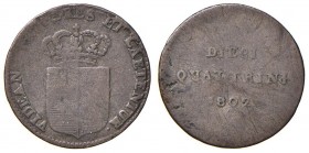 Firenze – Ludovico I di Borbone (1801-1803) - 10 Quattrini 1802 - Gig. 11 RRR
MB-BB