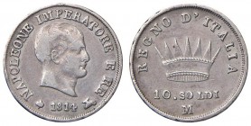 Milano – Napoleone I Re d'Italia (1805-1814) - 10 Soldi 1814 - Gig. 186 C
BB-SPL
