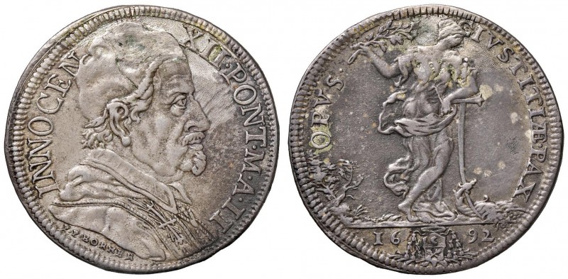 Roma – Innocenzo XII (1691-1700) - Mezza Piastra 1692 An. II - Munt. 35 R Foro o...