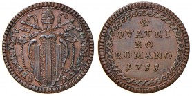 Roma – Benedetto XIV (1740-1758) - Quattrino romano 1755 - Munt. 216B NC
SPL