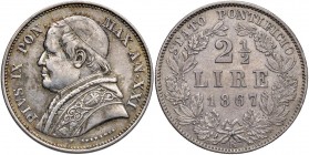 Roma – Pio IX (1846-1870) - 2,5 Lire 1867 - Gig. 284 C
qSPL