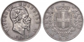 Napoli – Vittorio Emanuele II (1861-1878) - 5 Lire 1862 - Gig. 33 R
BB/BB+