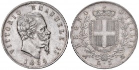 Napoli – Vittorio Emanuele II (1861-1878) - 5 Lire 1864 - Gig. 35 R Colpetti. Graffietti.
BB-SPL